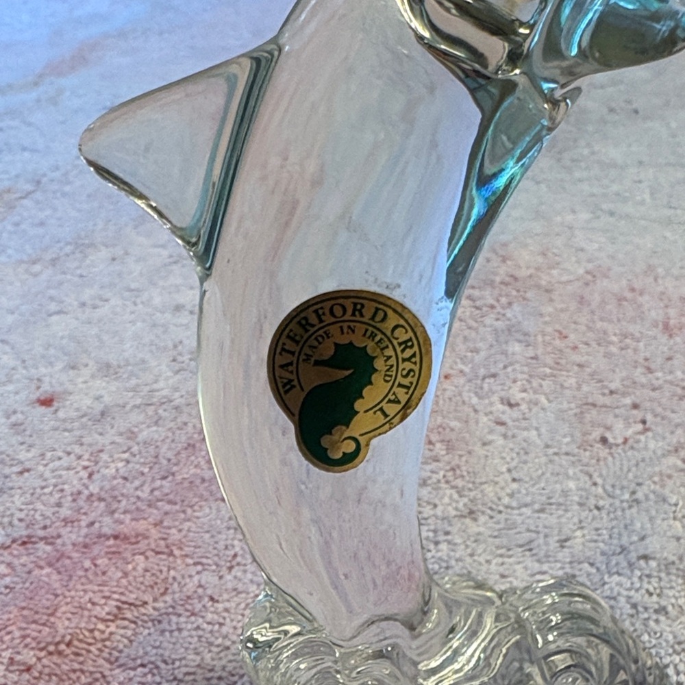 Vintage Waterford Crystal Clear and Blue Dolphin Figurine- 1999 - Picture 6 of 7